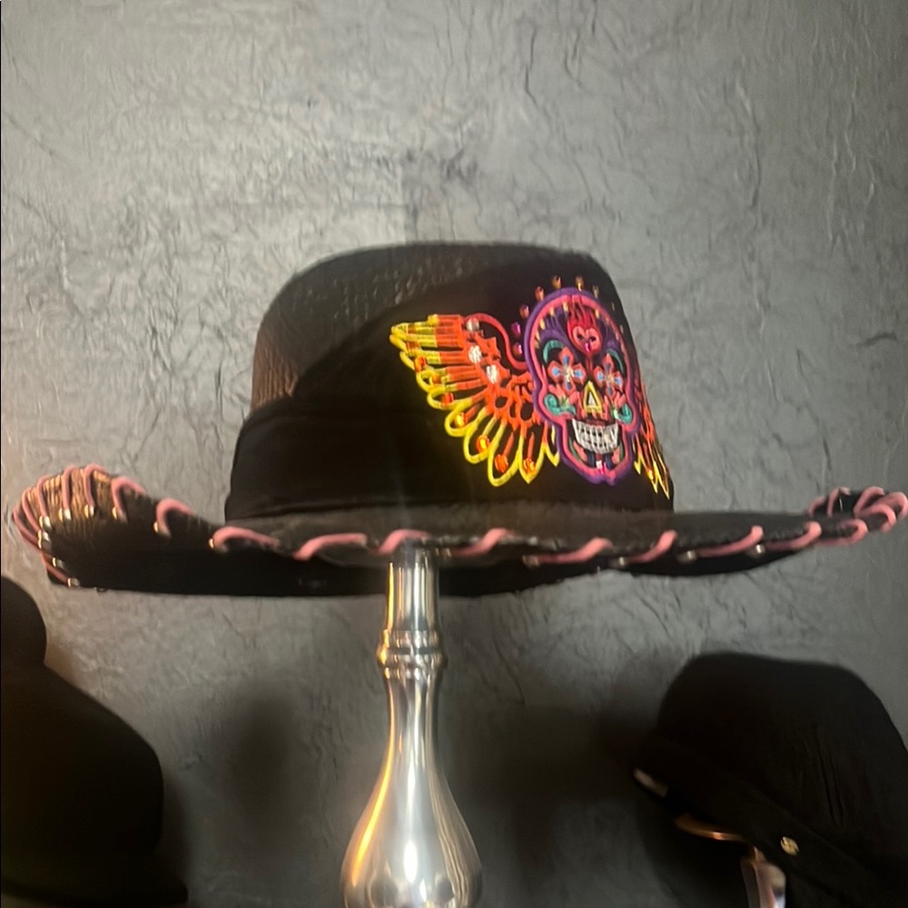 Ed Hardy Black Hat with Colorful Skull Design